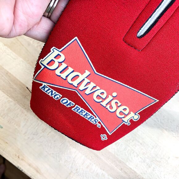 Vintage 1995 Budweiser Logo Beer Bottle Zipper Koozie Collectible with Tag - Picture 2 of 8